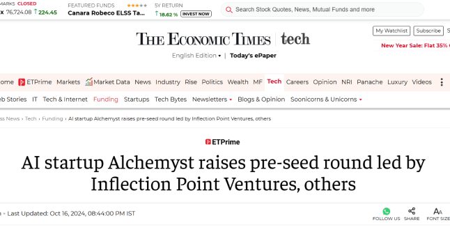 AI startup Alchemyst raises pre-seed round led by Inflection Point Ventures, others