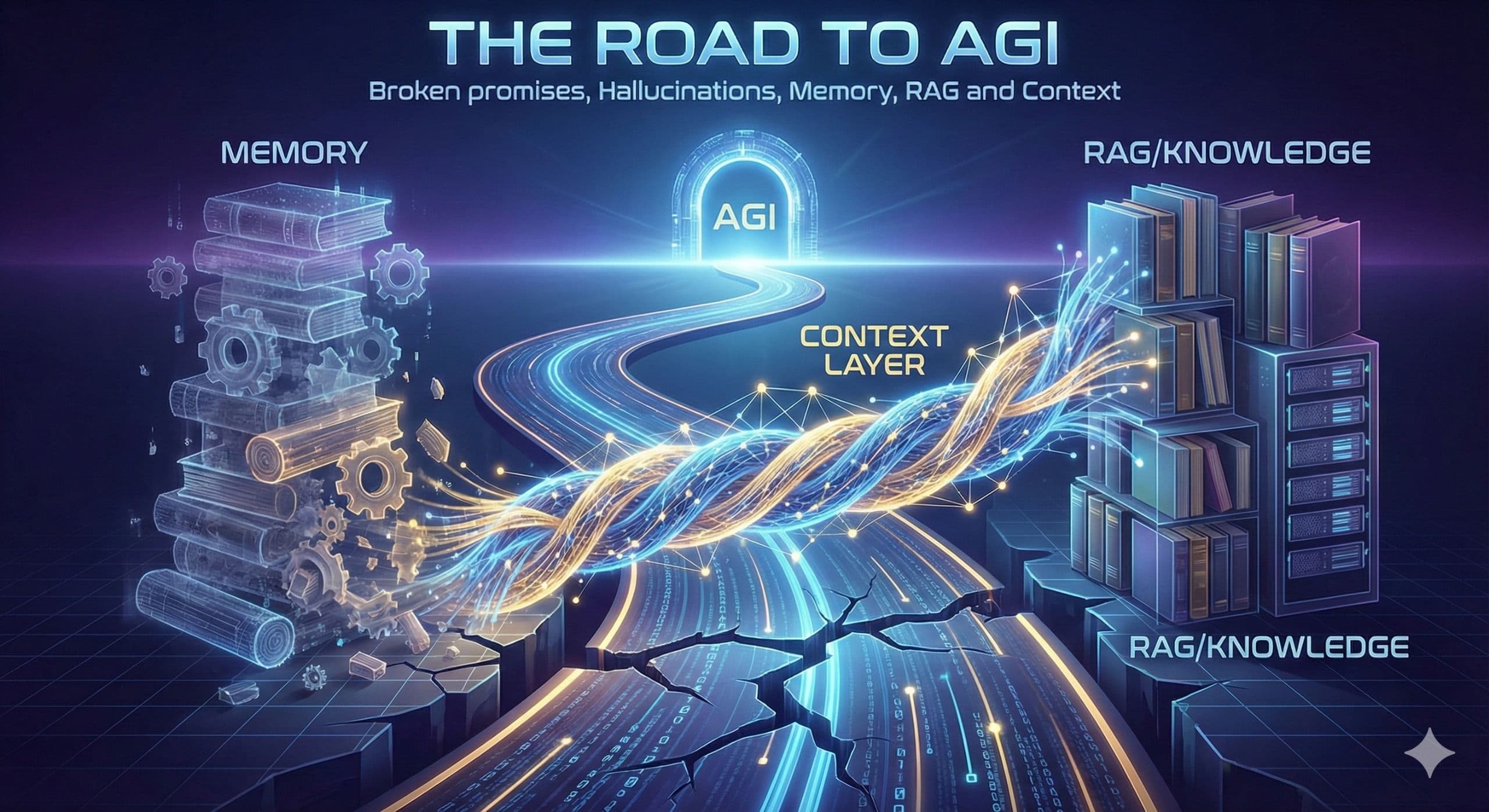 The Road to AGI: Broken promises, Hallucinations, Memory, RAG and Context